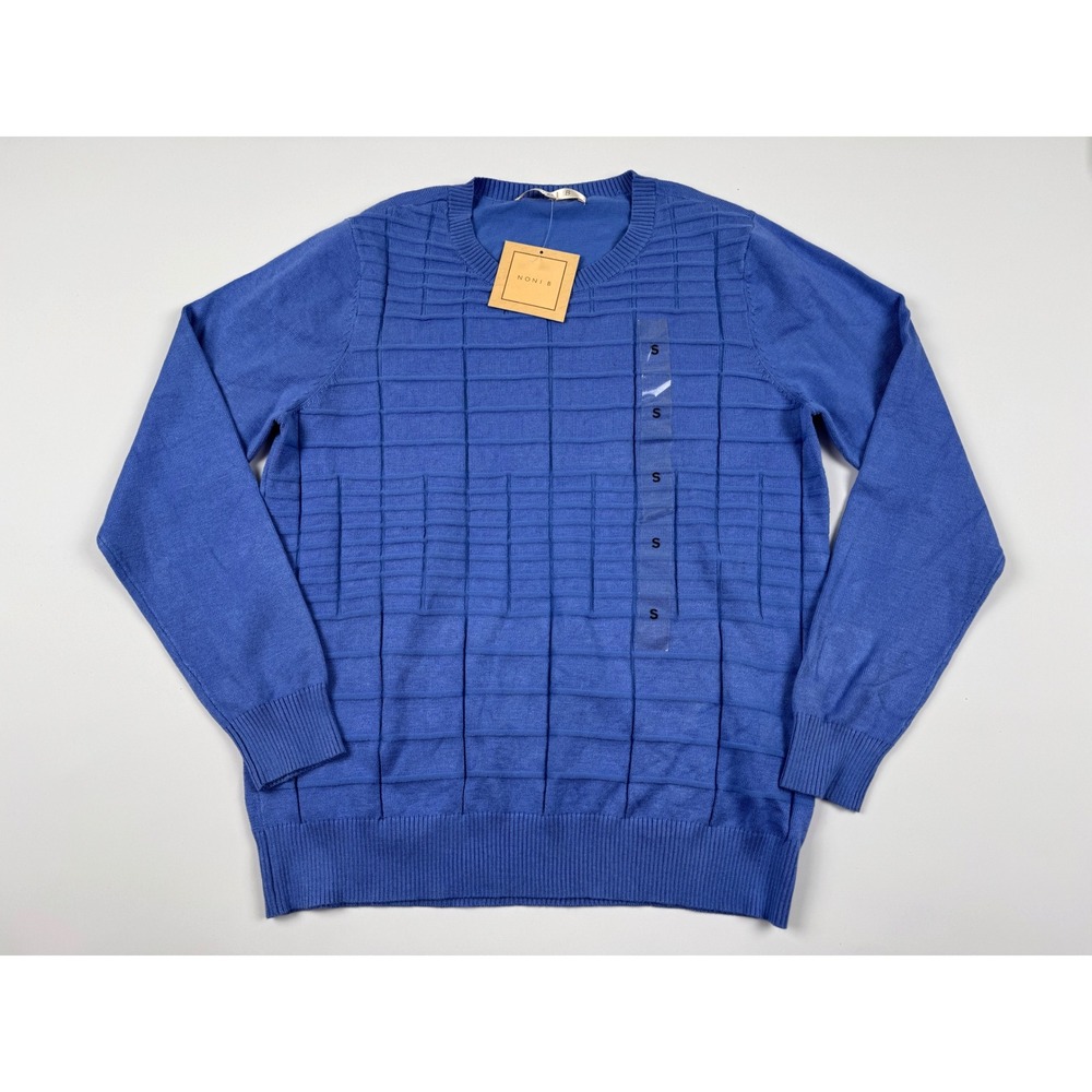 NONI B Blue Check Design Jumper Sweater Knit Top Size Small